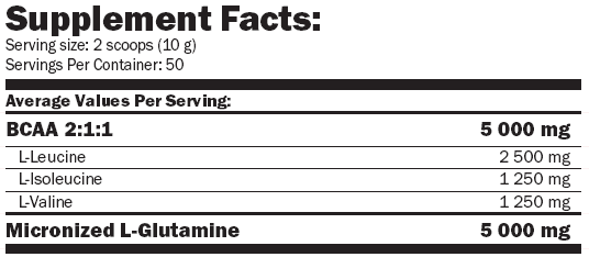Glutamine+Bcaas 300gr